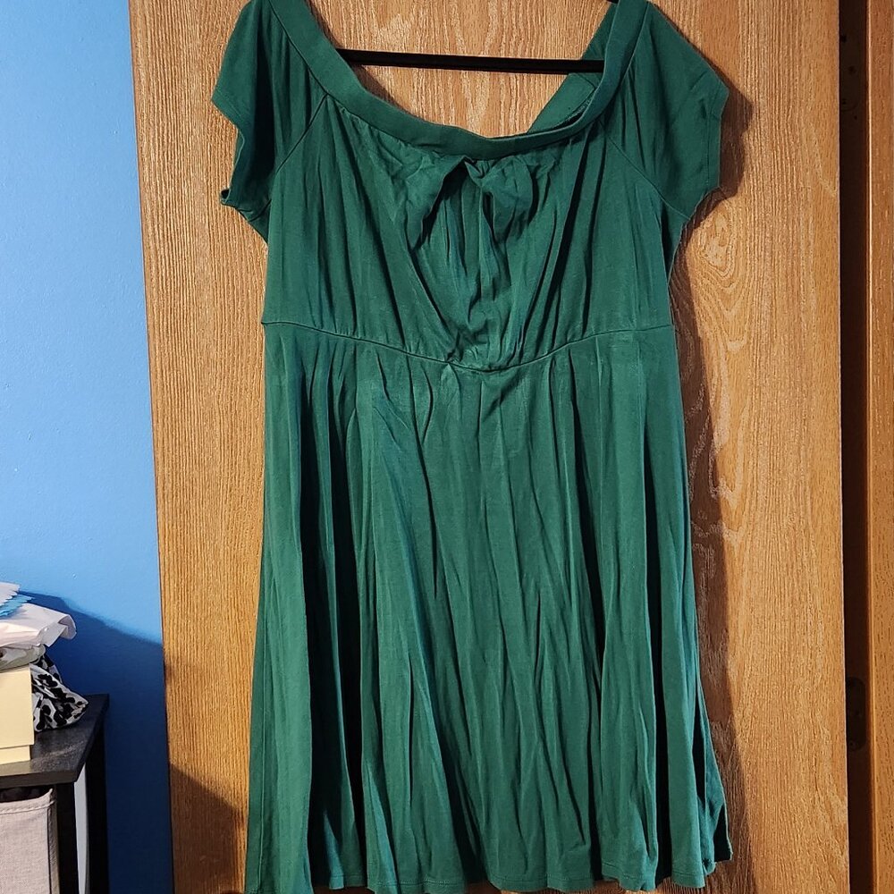 Green off the shoulder dress